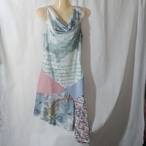 Smash! Patchwork Knit Dress Womans Small Boho Asymmetrical